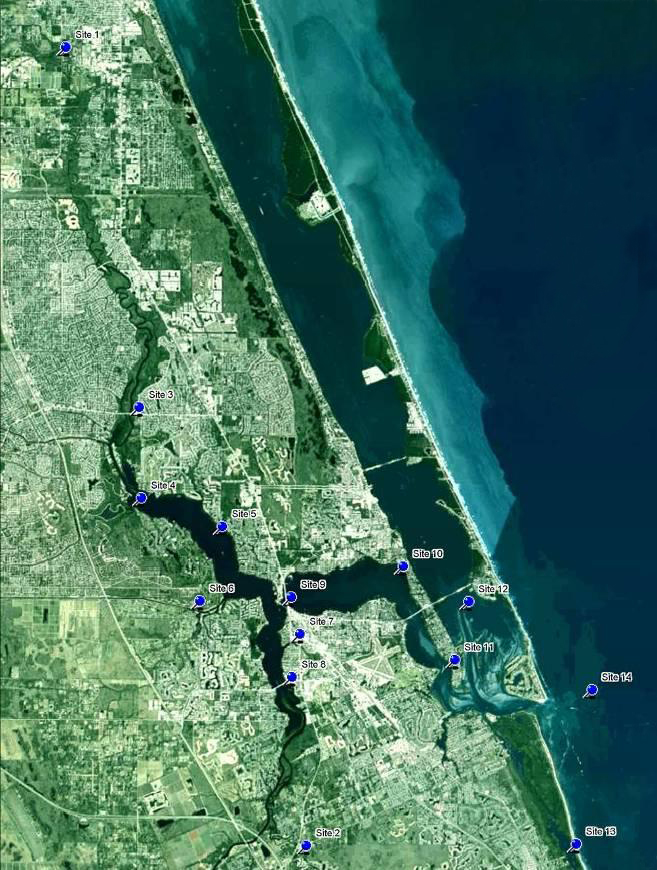 Location of Nutrient Input and Estuarine Monitoring Sites